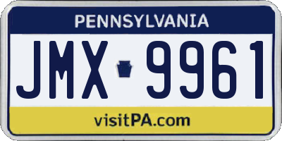 PA license plate JMX9961