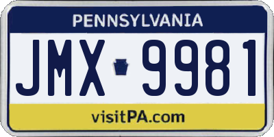 PA license plate JMX9981