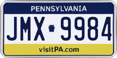 PA license plate JMX9984