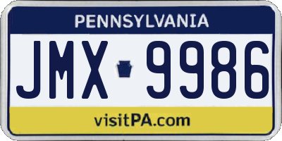 PA license plate JMX9986
