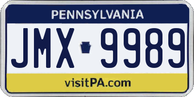 PA license plate JMX9989