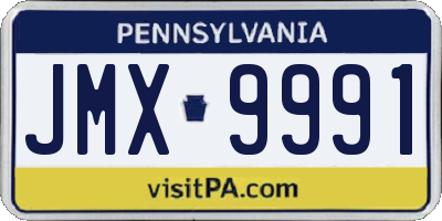 PA license plate JMX9991