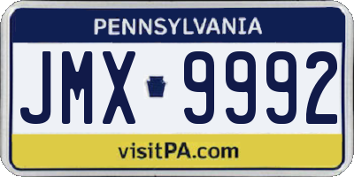 PA license plate JMX9992