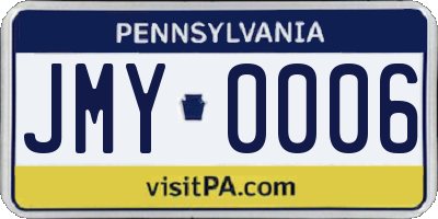 PA license plate JMY0006