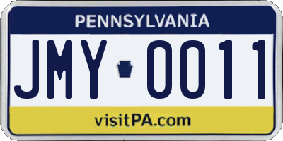 PA license plate JMY0011