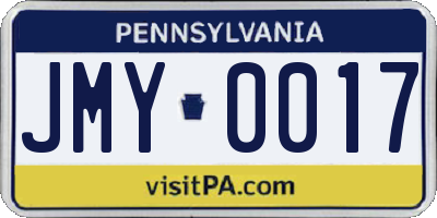 PA license plate JMY0017