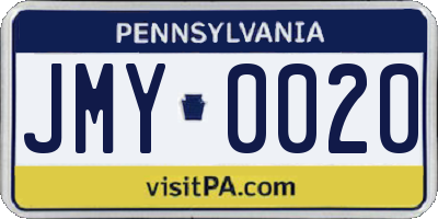 PA license plate JMY0020