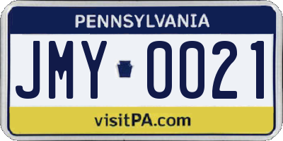PA license plate JMY0021