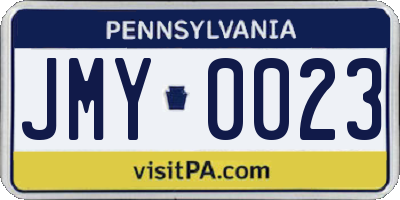 PA license plate JMY0023