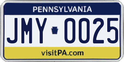 PA license plate JMY0025