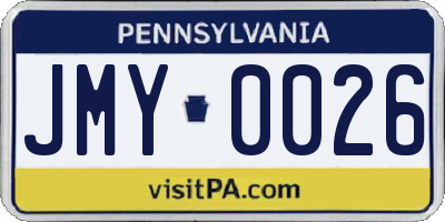 PA license plate JMY0026