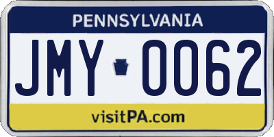 PA license plate JMY0062