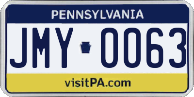 PA license plate JMY0063