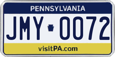 PA license plate JMY0072