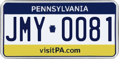 PA license plate JMY0081