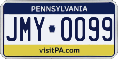 PA license plate JMY0099