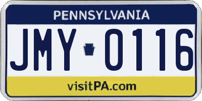 PA license plate JMY0116