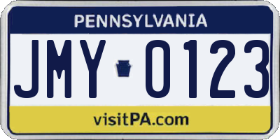 PA license plate JMY0123
