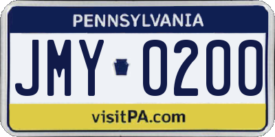 PA license plate JMY0200