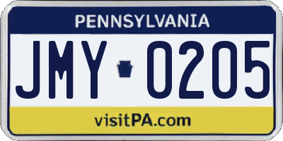 PA license plate JMY0205