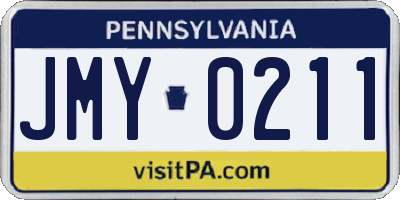 PA license plate JMY0211