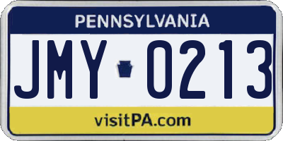 PA license plate JMY0213