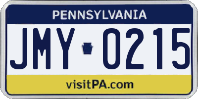 PA license plate JMY0215