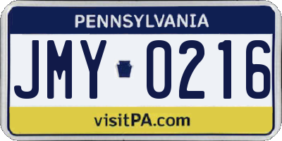 PA license plate JMY0216