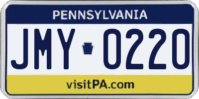 PA license plate JMY0220