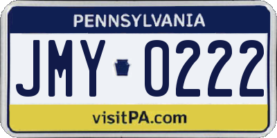 PA license plate JMY0222