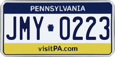 PA license plate JMY0223
