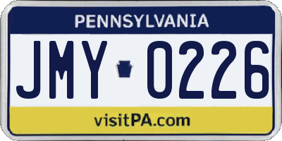 PA license plate JMY0226