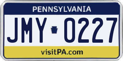 PA license plate JMY0227