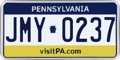 PA license plate JMY0237
