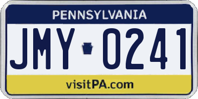 PA license plate JMY0241