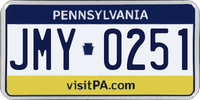 PA license plate JMY0251