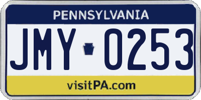 PA license plate JMY0253