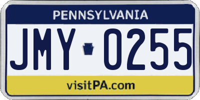 PA license plate JMY0255