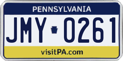 PA license plate JMY0261