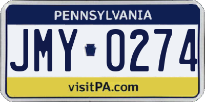 PA license plate JMY0274