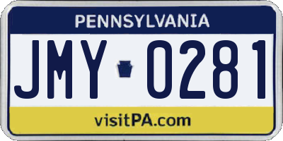 PA license plate JMY0281