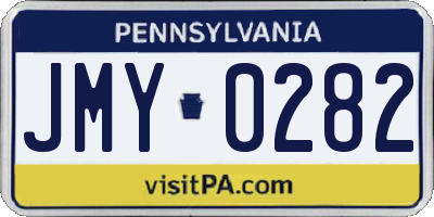 PA license plate JMY0282