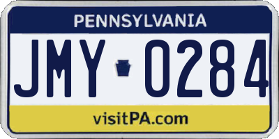 PA license plate JMY0284