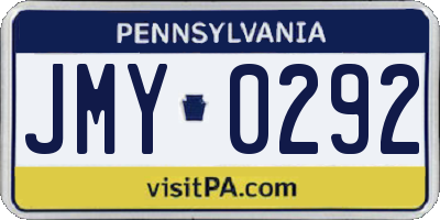 PA license plate JMY0292