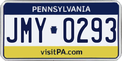 PA license plate JMY0293