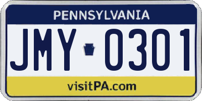 PA license plate JMY0301
