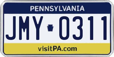 PA license plate JMY0311
