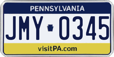PA license plate JMY0345