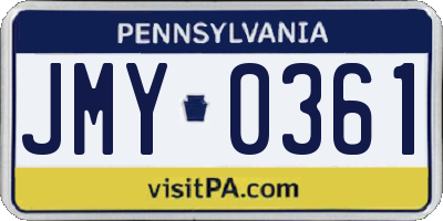 PA license plate JMY0361