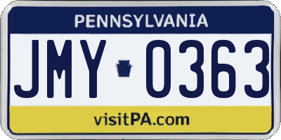PA license plate JMY0363
